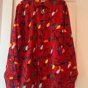 NWT North Pole Trading Company Get Lit Festive Christmas Button Down Shirt